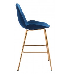  Siena Bar Chair Dark Blue Velvet (101222) - Zuo Modern