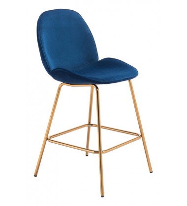  Siena Counter Chair Dark Blue Velvet (101224) - Zuo Modern