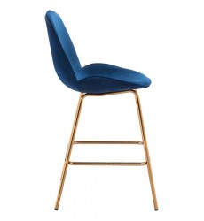  Siena Counter Chair Dark Blue Velvet (101224) - Zuo Modern
