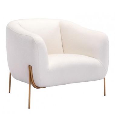  Micaela Arm Chair Ivory & Gold (101258) - Zuo Modern
