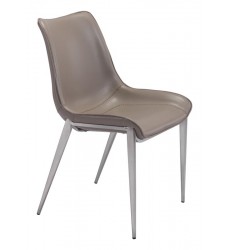  Magnus Dining Chair Gray & Brushed Stainless Steel (101269) - Zuo Modern