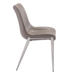  Magnus Dining Chair Gray & Brushed Stainless Steel (101269) - Zuo Modern