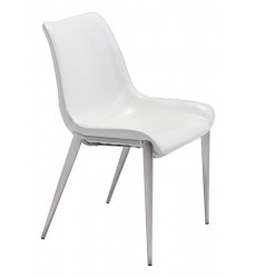  Magnus Dining Chair White & Brushed Stainless Steel (101270) - Zuo Modern