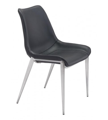  Magnus Dining Chair Black &  Brushed Stainless Steel (101271) - Zuo Modern