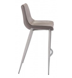  Magnus Bar Chair Gray &  Brushed Stainless Steel (101274) - Zuo Modern