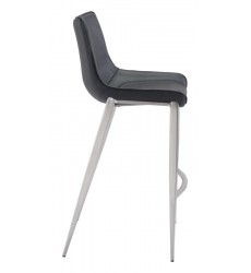  Magnus Bar Chair Black &  Brushed Stainless Steel (101276) - Zuo Modern