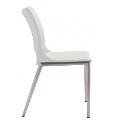  Ace Dining Chair White &  Brushed Stainless Steel (101279) - Zuo Modern