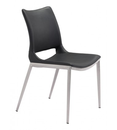  Ace Dining Chair Black &  Brushed Stainless Steel (101280) - Zuo Modern