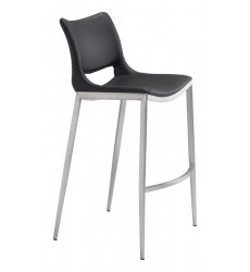  Ace Bar Chair Black &  Brushed Stainless Steel (101284) - Zuo Modern