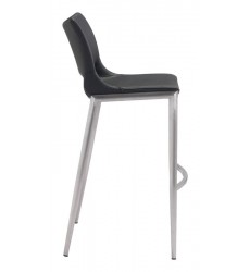  Ace Bar Chair Black &  Brushed Stainless Steel (101284) - Zuo Modern