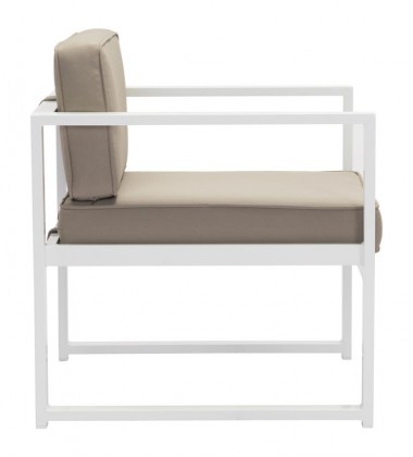  Golden Beach Arm Chair White & Taupe (703810) - Zuo Modern