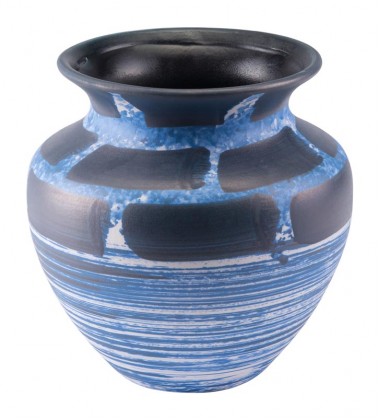  Ocean Short Vase Blue & White (A10045) - Zuo Modern