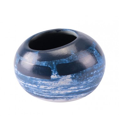  Ocean Round Vase Blue & White (A10046) - Zuo Modern