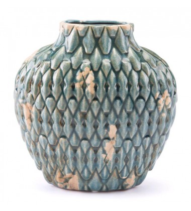  Seta Short Vase Distressed Blue (A10171) - Zuo Modern