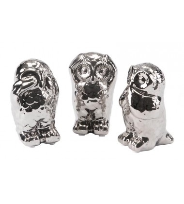  Set Of 3 Owls Silver (A10177) - Zuo Modern