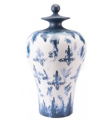  Mar Lg Temple Jar Blue & White (A10298) - Zuo Modern