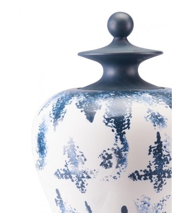  Mar Lg Temple Jar Blue & White (A10298) - Zuo Modern
