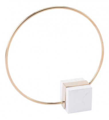  Ring With Marble Stand Antique Brass & White (A10355) - Zuo Modern