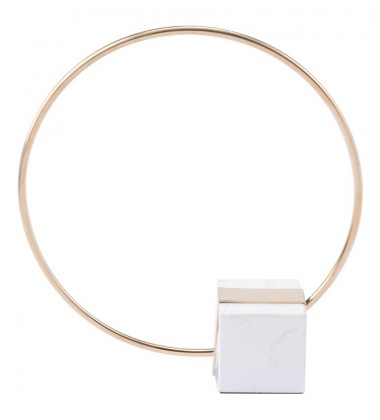  Ring With Marble Stand Antique Brass & White (A10355) - Zuo Modern
