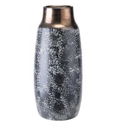  Stoneware Metal Vase Md Metal & Black Ash (A10398) - Zuo Modern