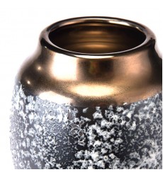  Stoneware Metal Vase Md Metal & Black Ash (A10398) - Zuo Modern