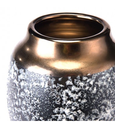  Stoneware Metal Vase Md Metal & Black Ash (A10398) - Zuo Modern