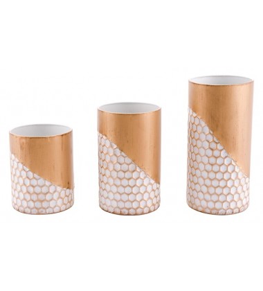  Honeycomb Set Of 3 Candle Holders Gold (A10634) - Zuo Modern