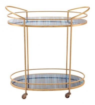  Zaphire Bar Cart Blue & Antique Gold (A10807) - Zuo Modern