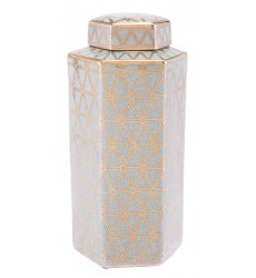  Link Covered Jar Lg Gold & Blue (A11066) - Zuo Modern