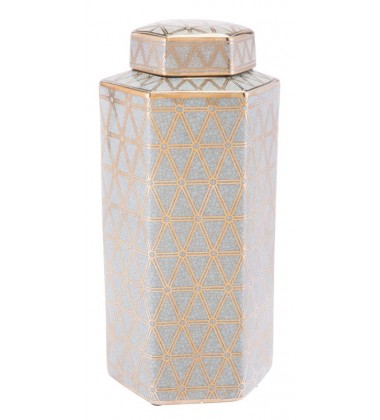  Link Covered Jar Lg Gold & Blue (A11066) - Zuo Modern