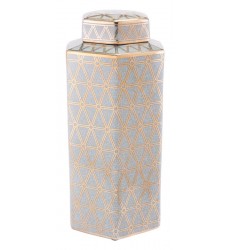  Link Covered Jar Lg Gold & Blue (A11066) - Zuo Modern