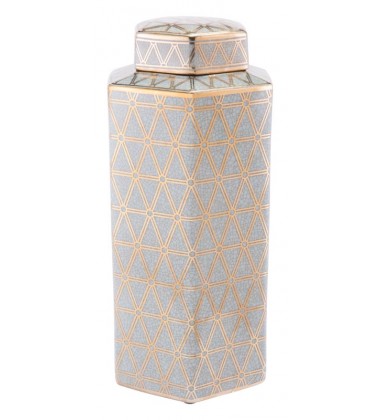  Link Covered Jar Lg Gold & Blue (A11066) - Zuo Modern