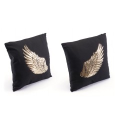  Metallic Wings Set Of 2 Pillows Black & Gold (A11093) - Zuo Modern