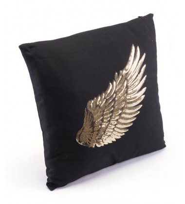  Metallic Wings Set Of 2 Pillows Black & Gold (A11093) - Zuo Modern