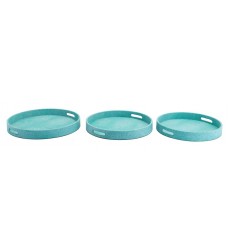  Catania Lizard Skin Set of 3 Round Trays Aqua (A11137) - Zuo Modern
