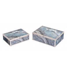  Mundi Set of 2 Boxes Silver Geode (A11206) - Zuo Modern