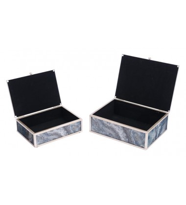  Mundi Set of 2 Boxes Silver Geode (A11206) - Zuo Modern