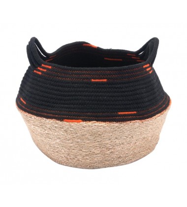  Ife Basket With Handles Black & Beige (A12160) - Zuo Modern