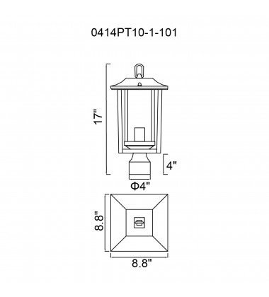  Winfield 1 Light Black Outdoor Lantern Head (0414PT10-1-101) - CWI