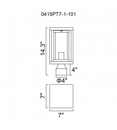 Mulvane 1 Light Black Outdoor Lantern Head (0415PT7-1-101) - CWI