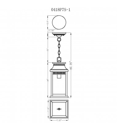  Milford 1 Light Outdoor Black Pendant (0418P7S-1) - CWI