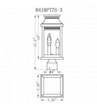Milford 3 Light Outdoor Black Lantern Head (0418PT7S-3) - CWI  Milford 3 Light Outdoor Black Lantern Head (0418PT7S-3) - CWI