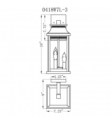 Milford 3 Light Outdoor Black Wall Lantern (0418W7L-3) - CWI  Milford 3 Light Outdoor Black Wall Lantern (0418W7L-3) - CWI