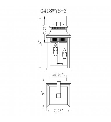Milford 3 Light Outdoor Black Wall Lantern (0418W7S-3) - CWI  Milford 3 Light Outdoor Black Wall Lantern (0418W7S-3) - CWI