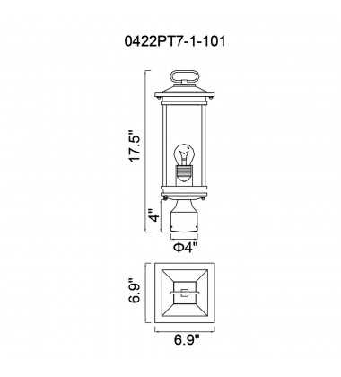 Oakwood 1 Light Outdoor Black Lantern Head (0422PT7-1-101) - CWI  Oakwood 1 Light Outdoor Black Lantern Head (0422PT7-1-101) - CWI