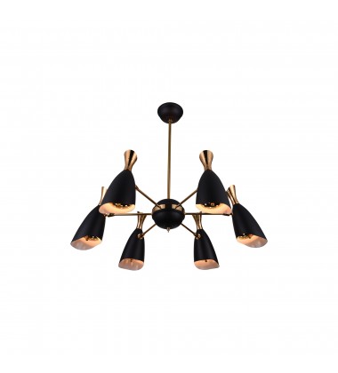  Rolin 12 Light Down Chandelier With Matte Black & Satin Gold Finish (1016P43-6-129) - CWI