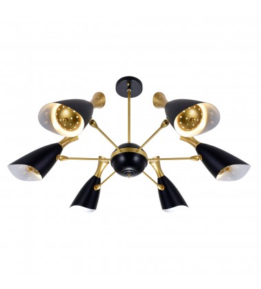  Rolin 12 Light Down Chandelier With Matte Black & Satin Gold Finish (1016P43-6-129) - CWI