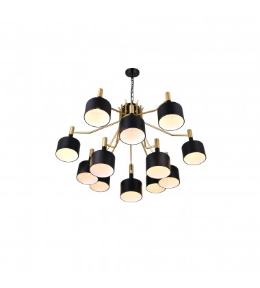  Corna 12 Light Down Chandelier With Matte Black & Satin Gold Finish (1017P32-12-129-A) - CWI