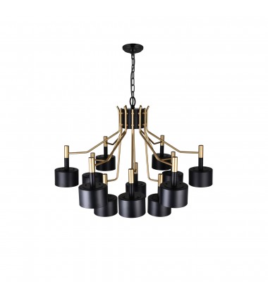  Corna 12 Light Down Chandelier With Matte Black & Satin Gold Finish (1017P32-12-129-A) - CWI