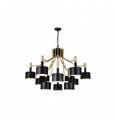  Corna 12 Light Down Chandelier With Matte Black & Satin Gold Finish (1017P32-12-129-A) - CWI